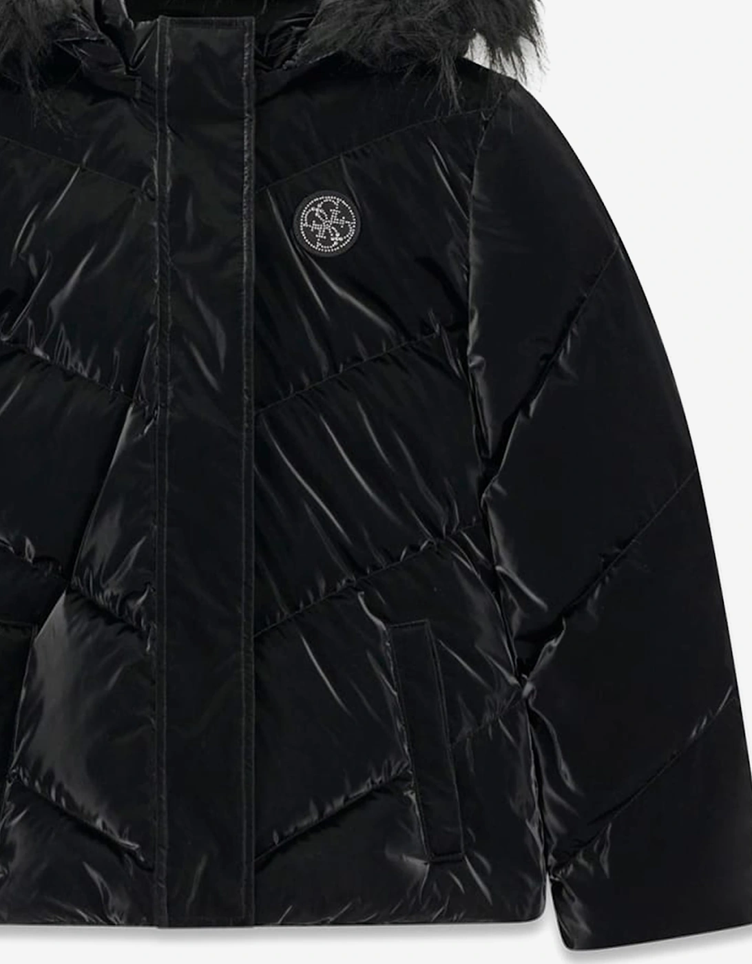 Guess Girls Down Padded Hooded Puffer Jacket in Black