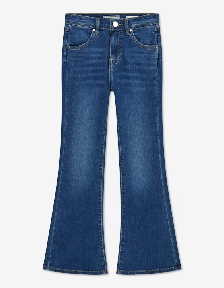 Guess Girls Stretch Denim Flared Jeans in Blue