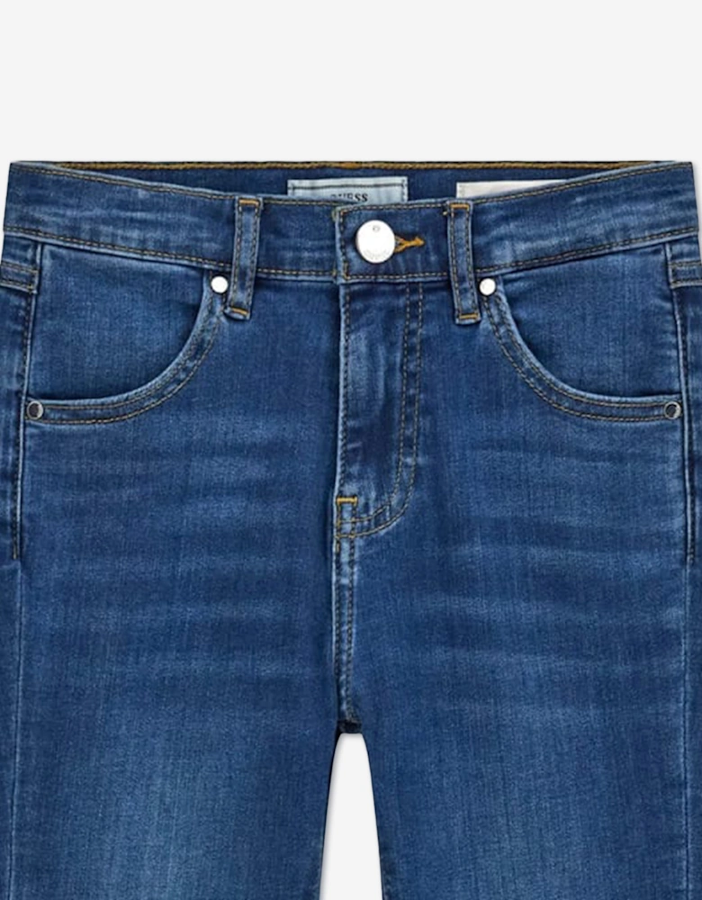 Guess Girls Stretch Denim Flared Jeans in Blue