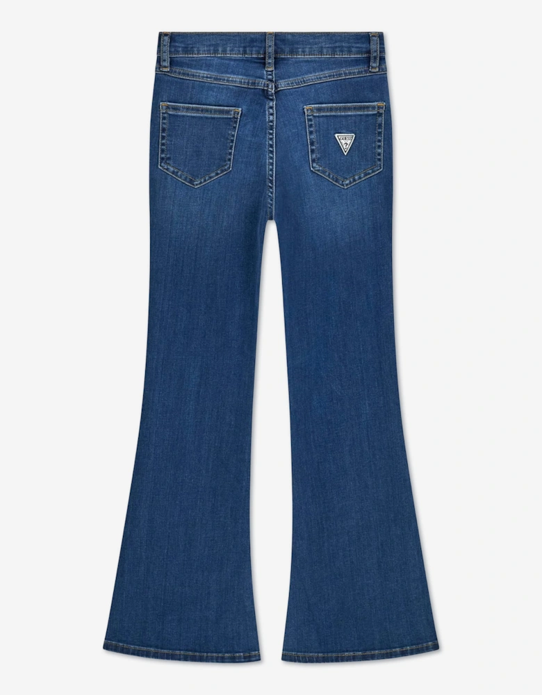 Guess Girls Stretch Denim Flared Jeans in Blue