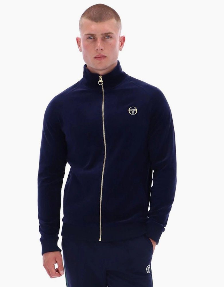 Sergio Tacchini Court Velour Track Top Jacket Maritime Blue/Gardenia