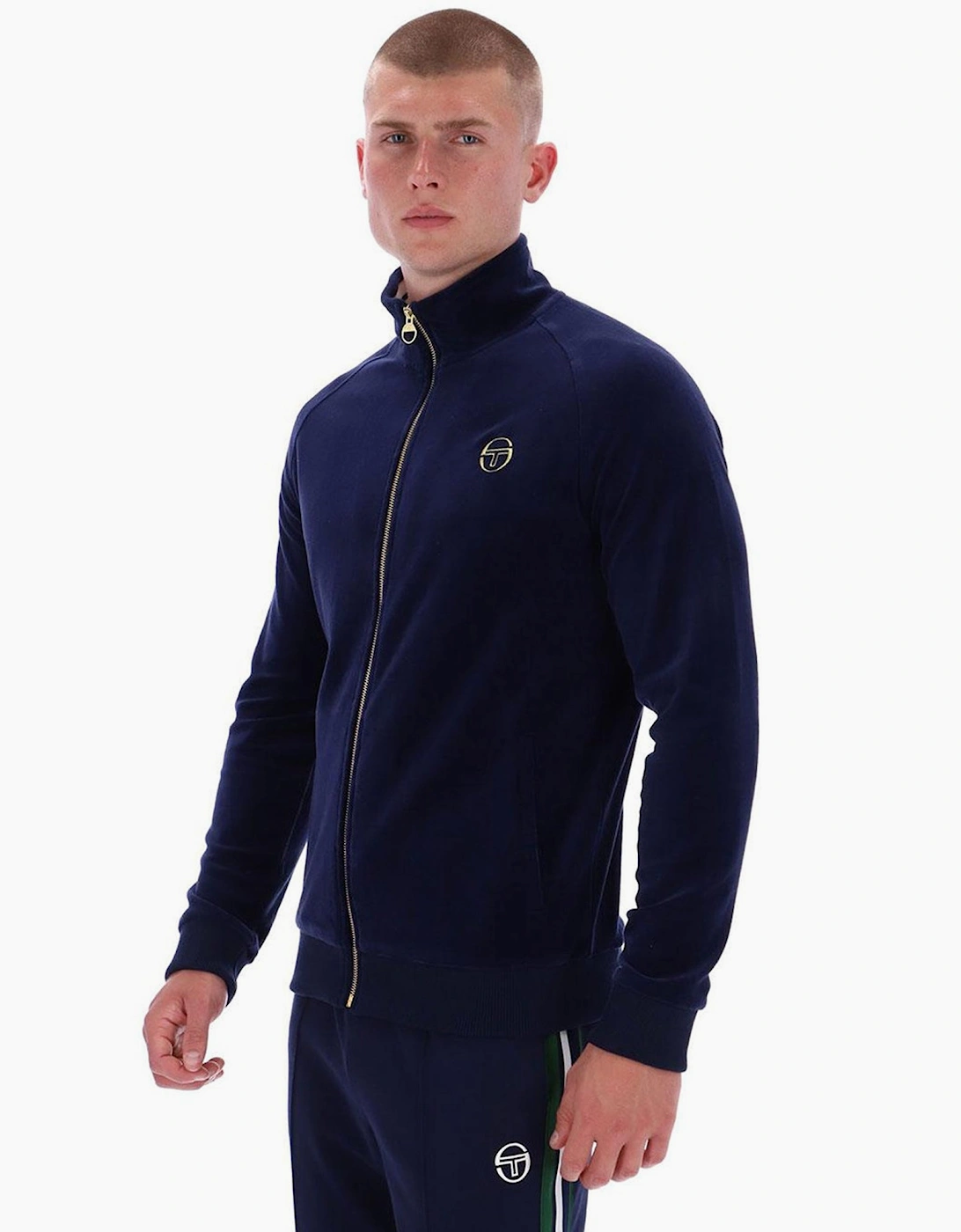 Sergio Tacchini Court Velour Track Top Jacket Maritime Blue/Gardenia