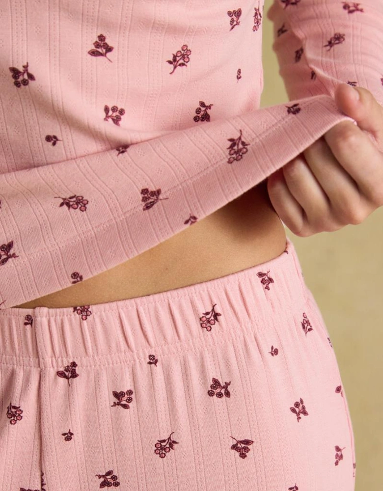 Joules POINTELLE Ladies Pyjama Set Pink Floral