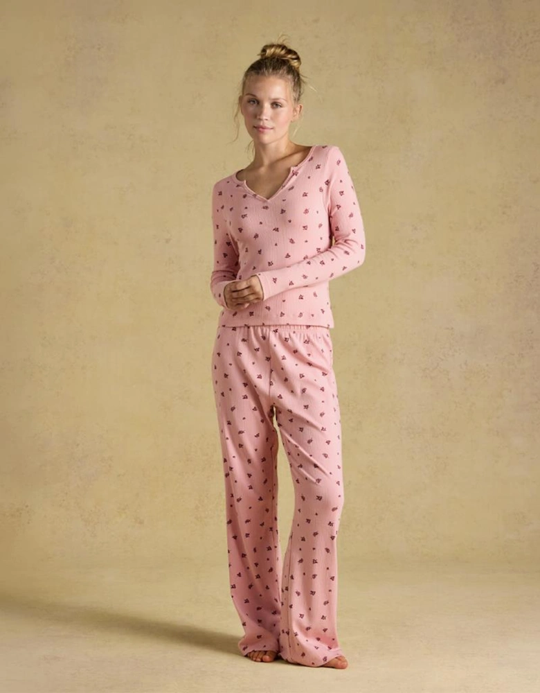 Joules POINTELLE Ladies Pyjama Set Pink Floral