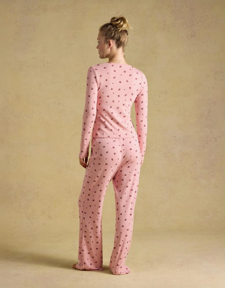 Joules POINTELLE Ladies Pyjama Set Pink Floral
