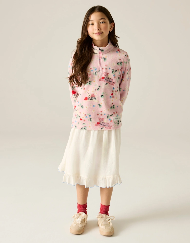 Regatta Childrens/Kids Cath Kidston Puppy Floral Half Zip Fleece Top