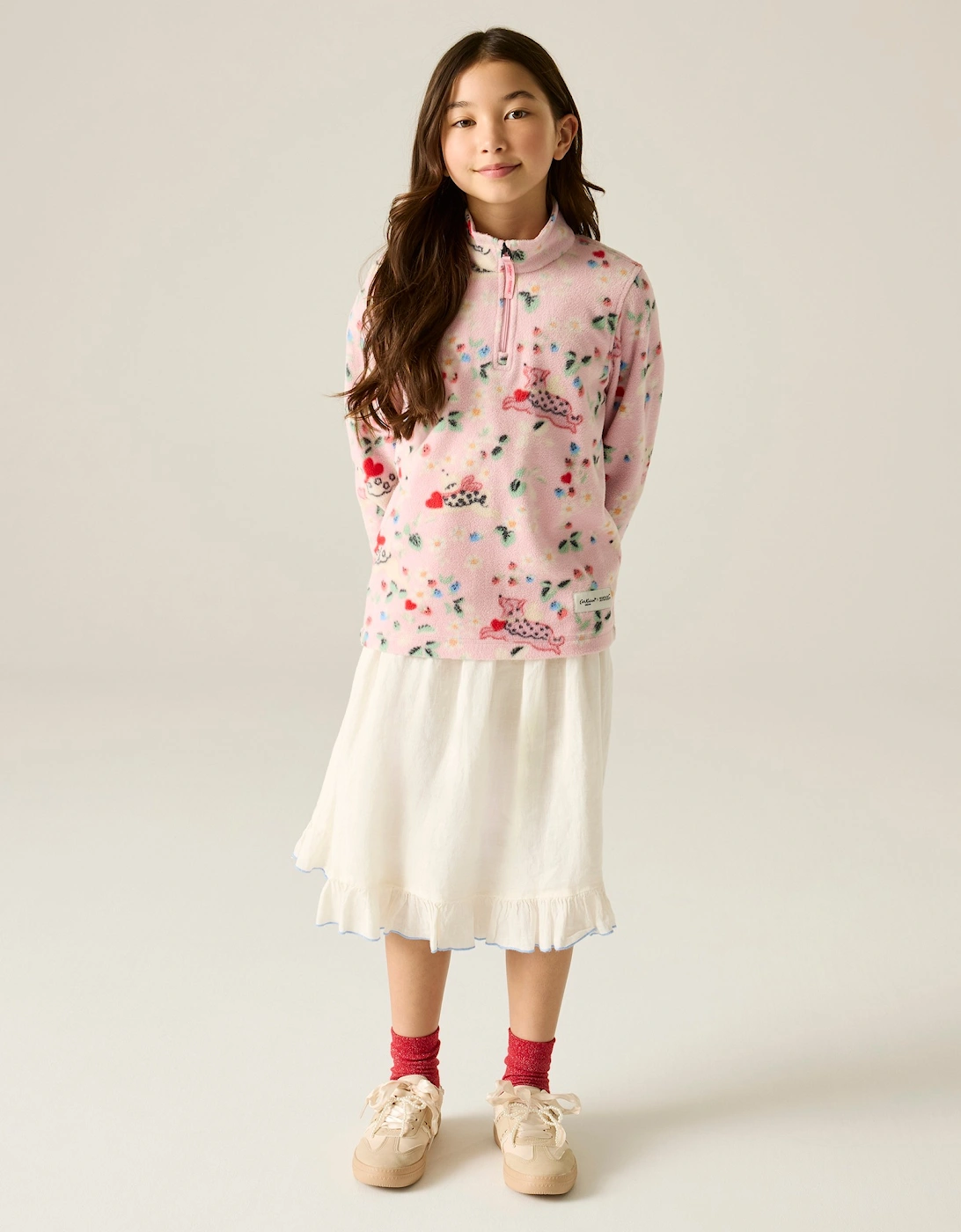 Regatta Childrens/Kids Cath Kidston Puppy Floral Half Zip Fleece Top