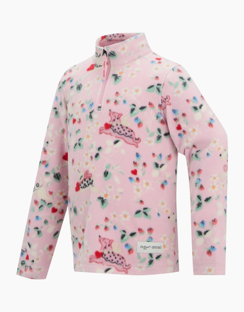 Regatta Childrens/Kids Cath Kidston Puppy Floral Half Zip Fleece Top