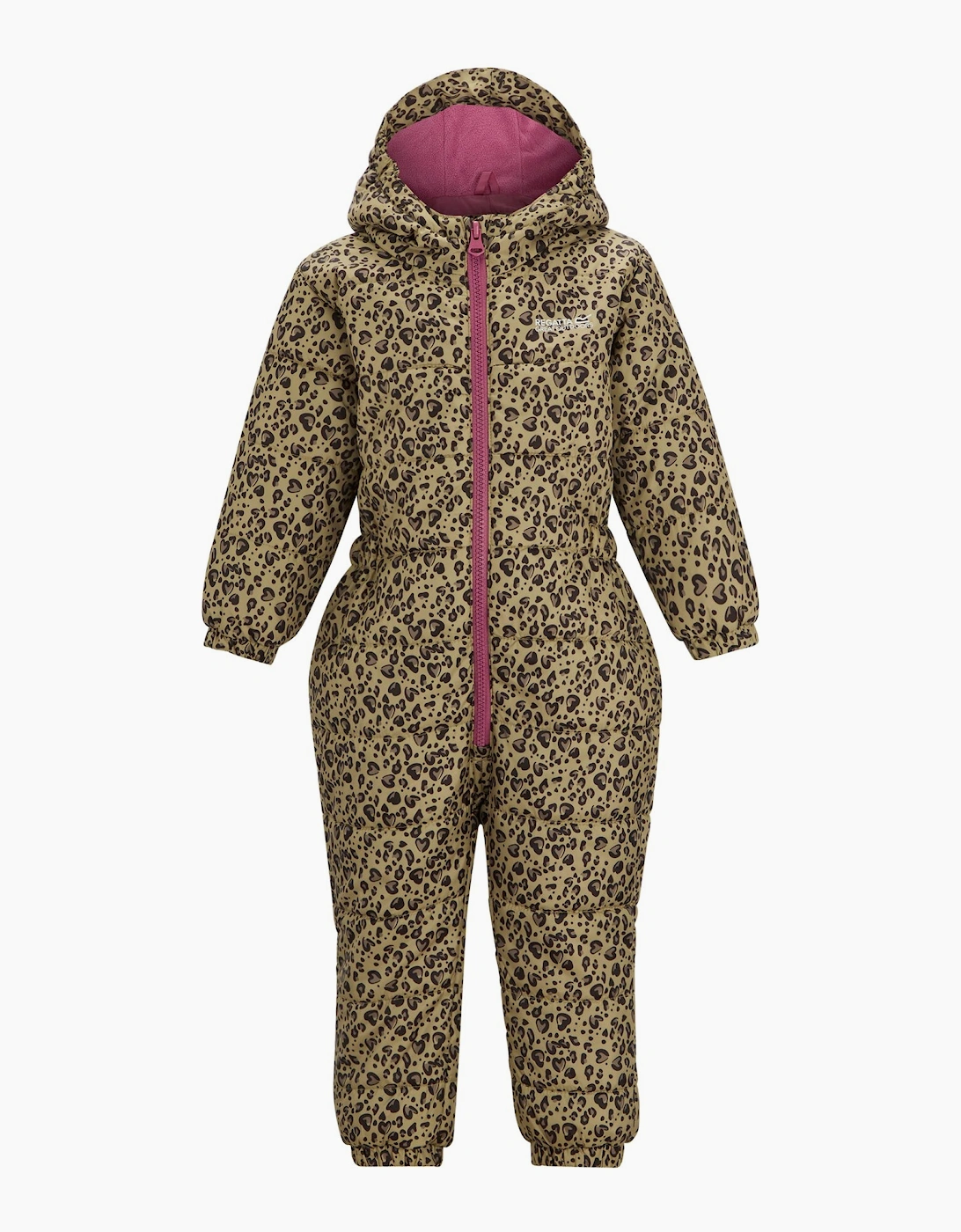 Regatta Childrens/Kids Penrose Heart Leopard Print Quilted Puddle Suit