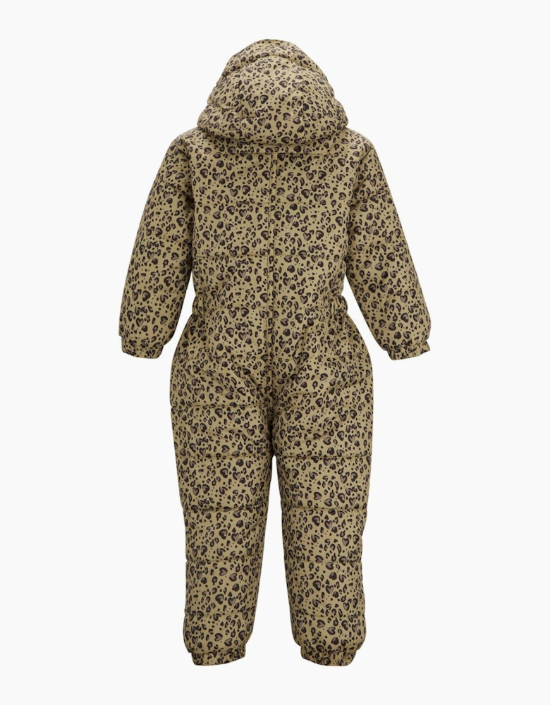 Regatta Childrens/Kids Penrose Heart Leopard Print Quilted Puddle Suit