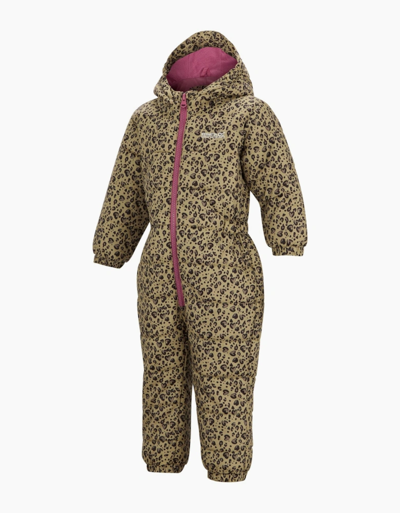 Regatta Childrens/Kids Penrose Heart Leopard Print Quilted Puddle Suit