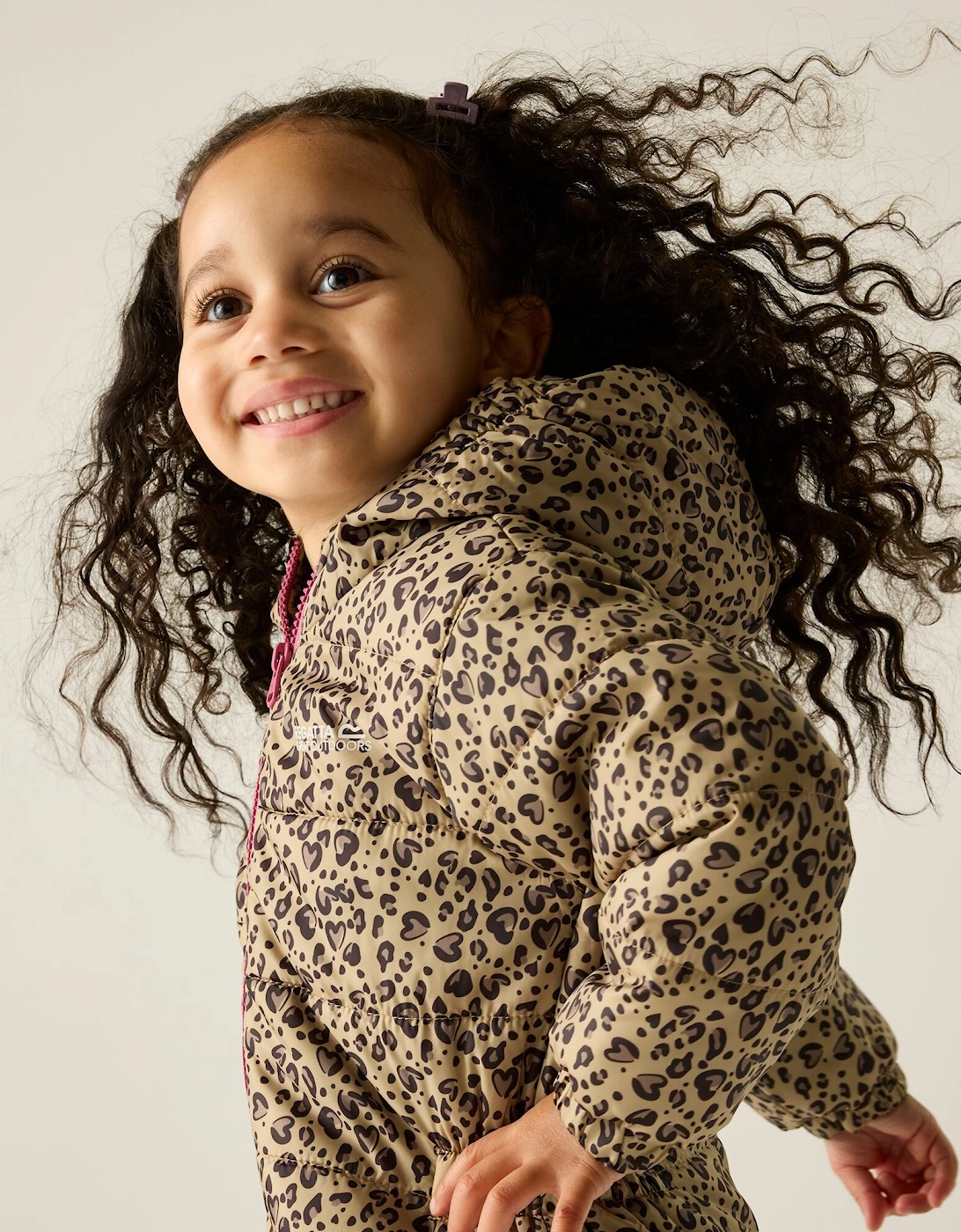 Regatta Childrens/Kids Penrose Heart Leopard Print Quilted Puddle Suit
