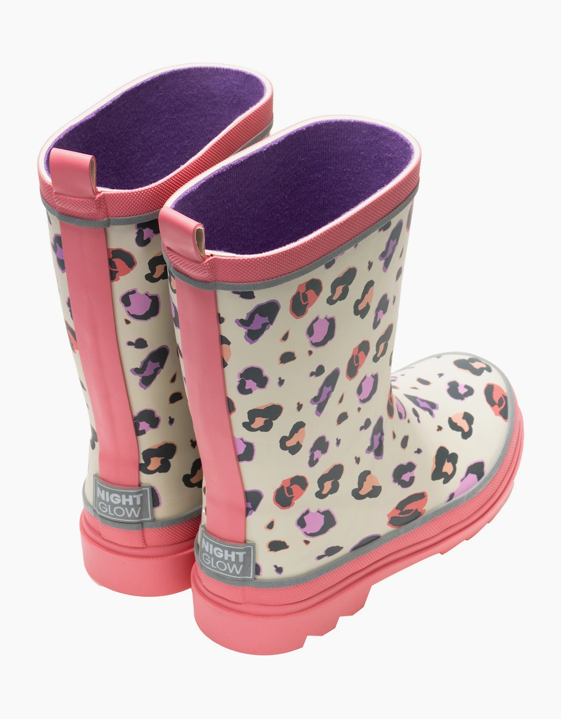 Regatta Childrens/Kids Foxfire Leopard Print Reflective Wellington Boots