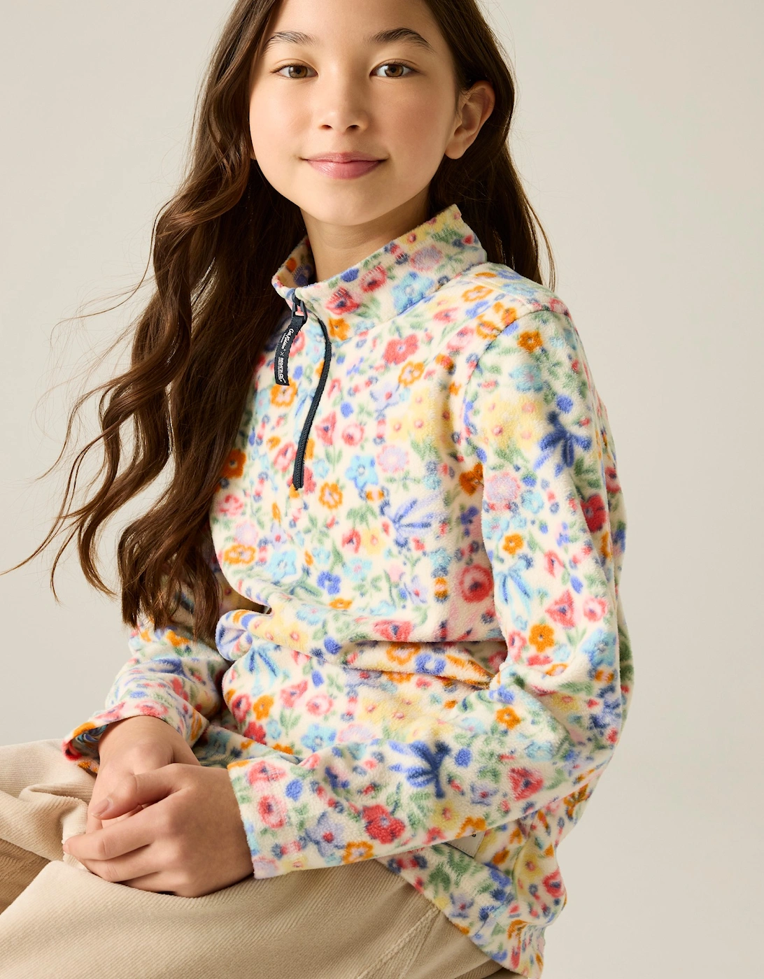 Regatta Childrens/Kids Cath Kidston Harmony Ditsy Quarter Zip Fleece Top