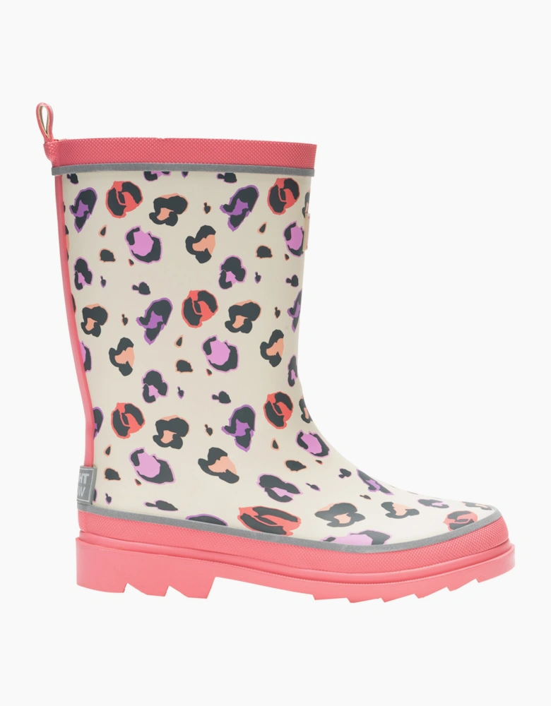 Regatta Childrens/Kids Foxfire Leopard Print Reflective Wellington Boots