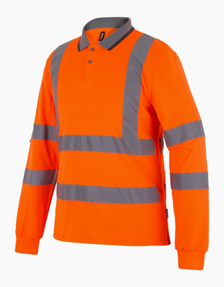 Regatta Mens Pro Contract High-Vis Long-Sleeved Polo Shirt