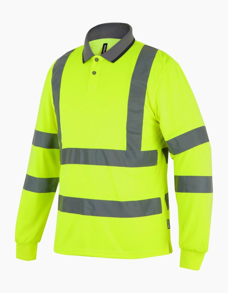 Regatta Mens Pro Contract High-Vis Long-Sleeved Polo Shirt