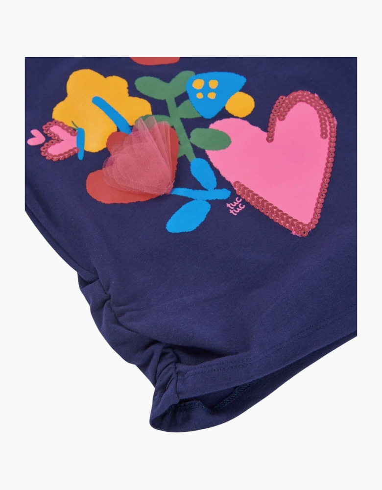 Girls Navy Multicoloured Top