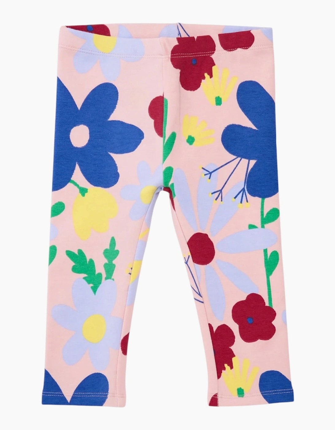 Girls Pale Pink Floral Leggings