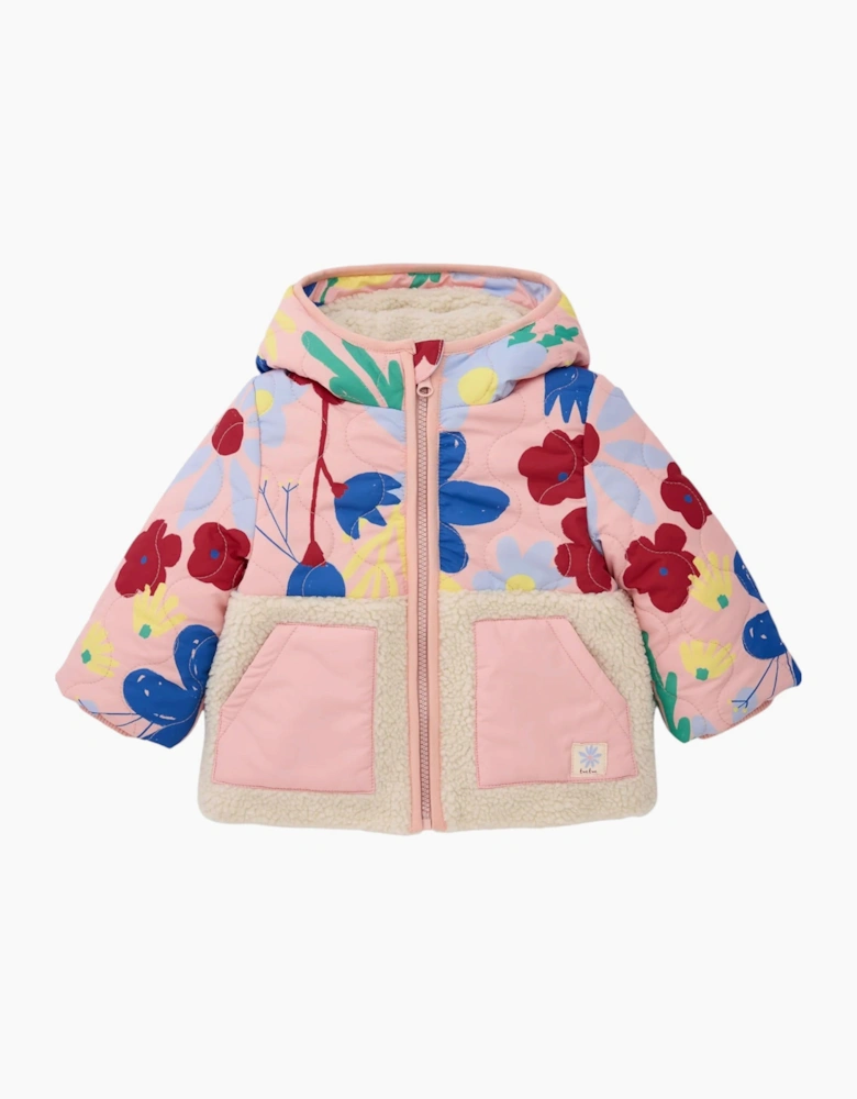 Girls Pale Pink Fleece Padded Coat