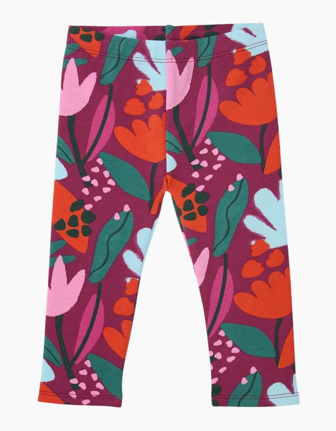 Girls Purple Floral Leggings