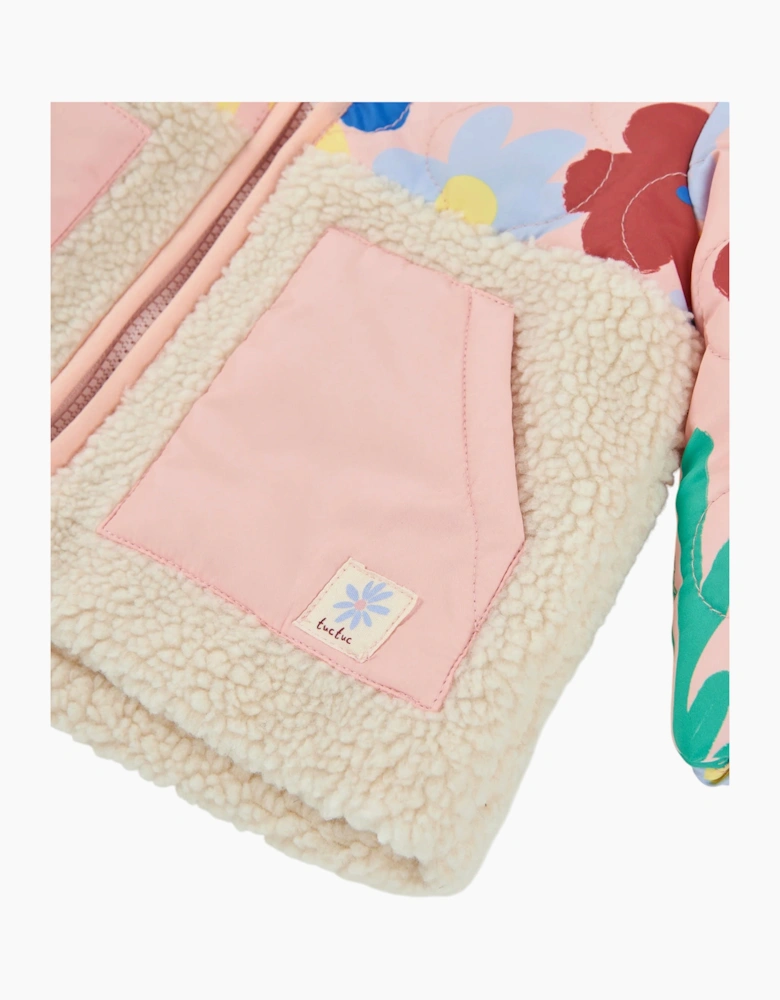 Girls Pale Pink Fleece Padded Coat