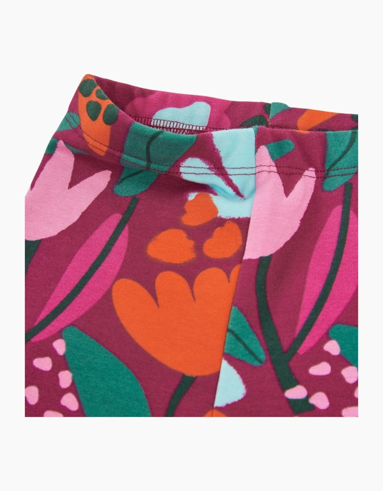 Girls Purple Floral Leggings