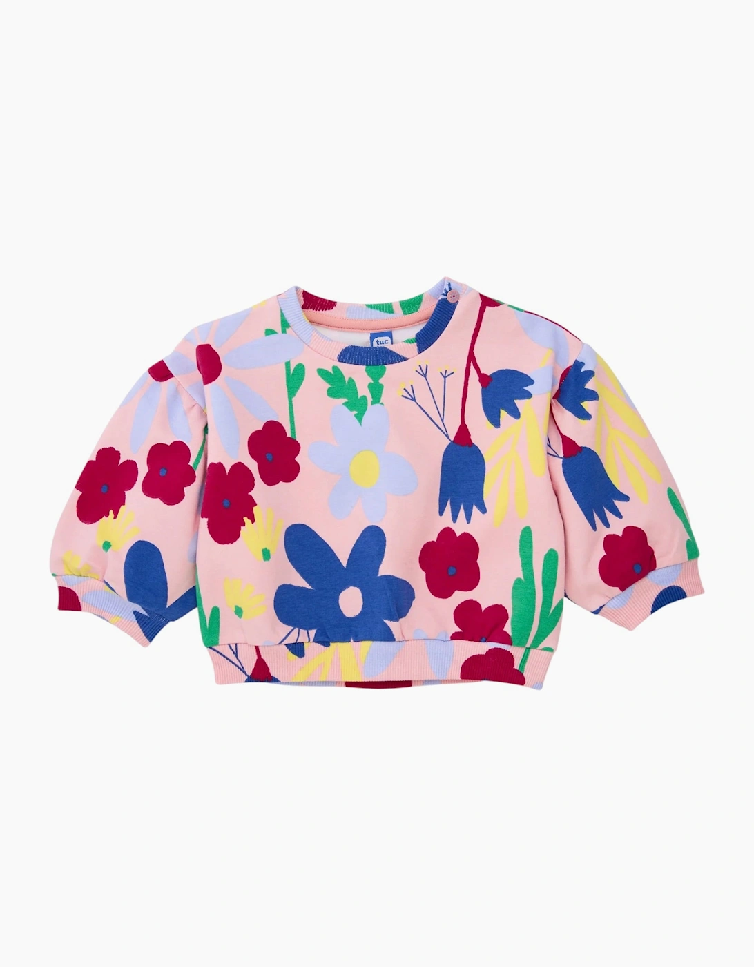 Girls Pale Pink Floral Sweatshirt