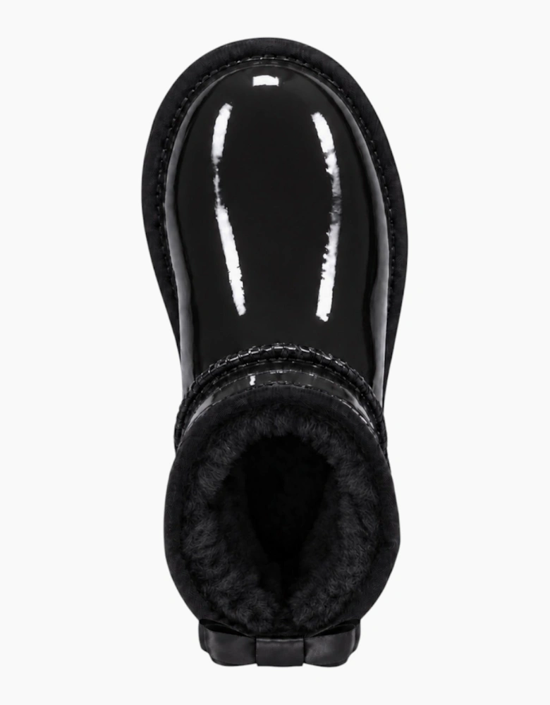 Girls Black Patent Ribbon Boots