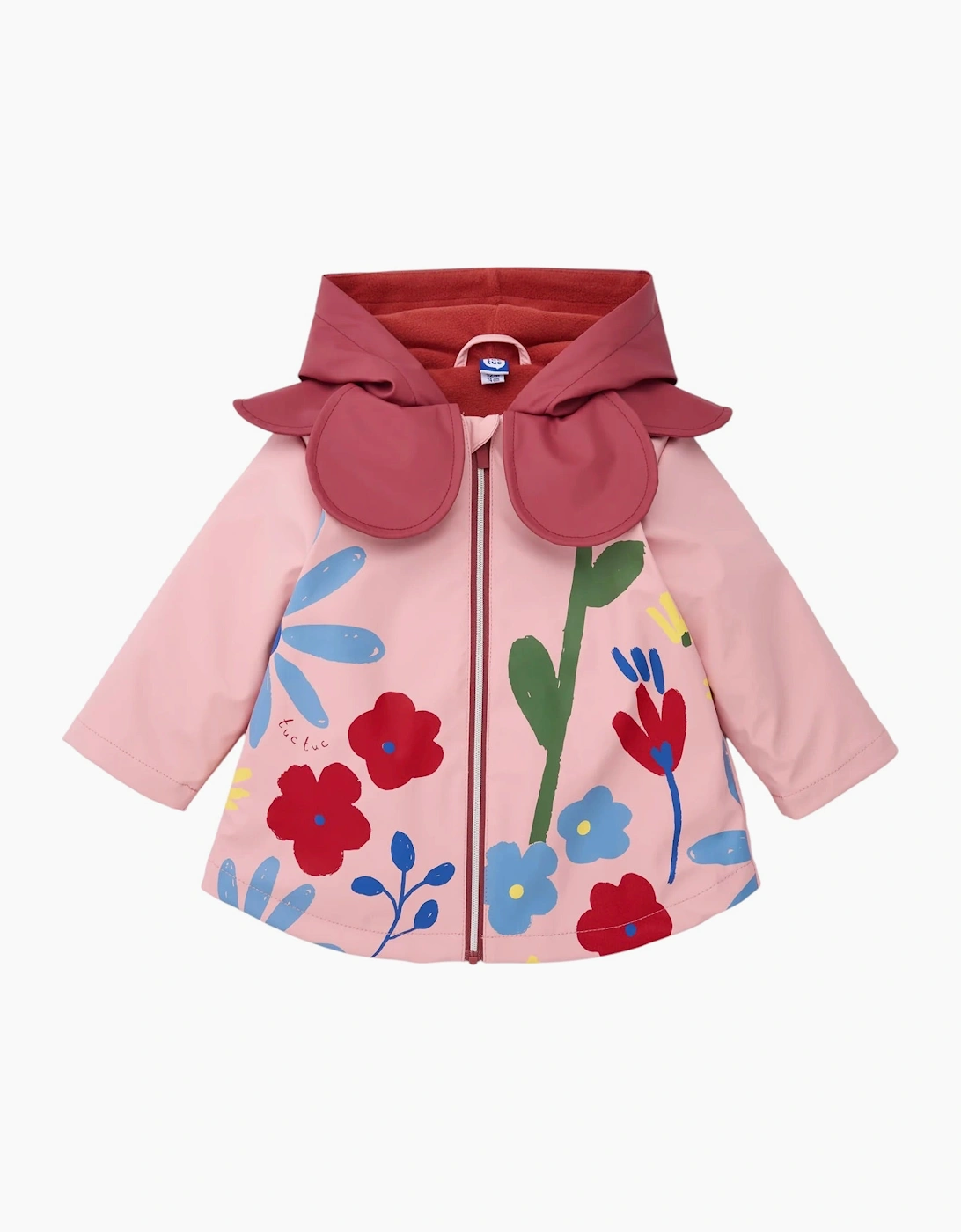 Girls Pale Pink Floral Raincoat