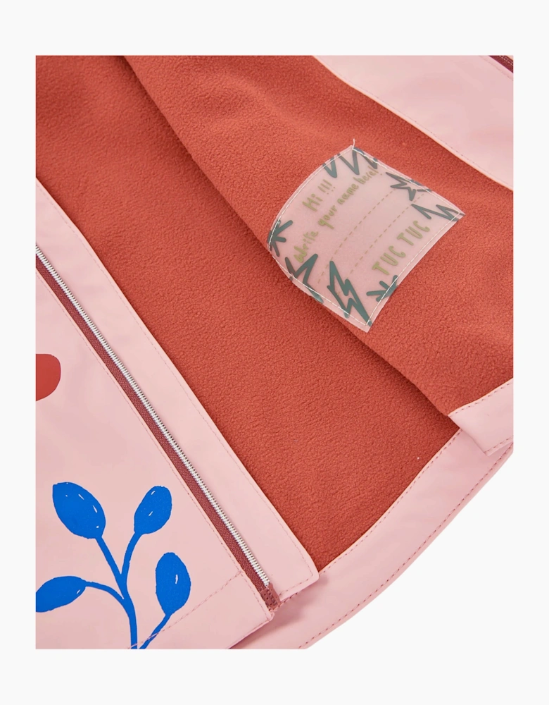 Girls Pale Pink Floral Raincoat