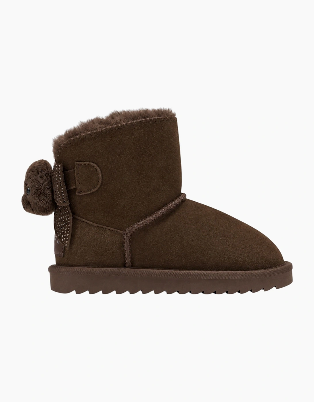 Girls Chocolate Brown Suede Bear Boots
