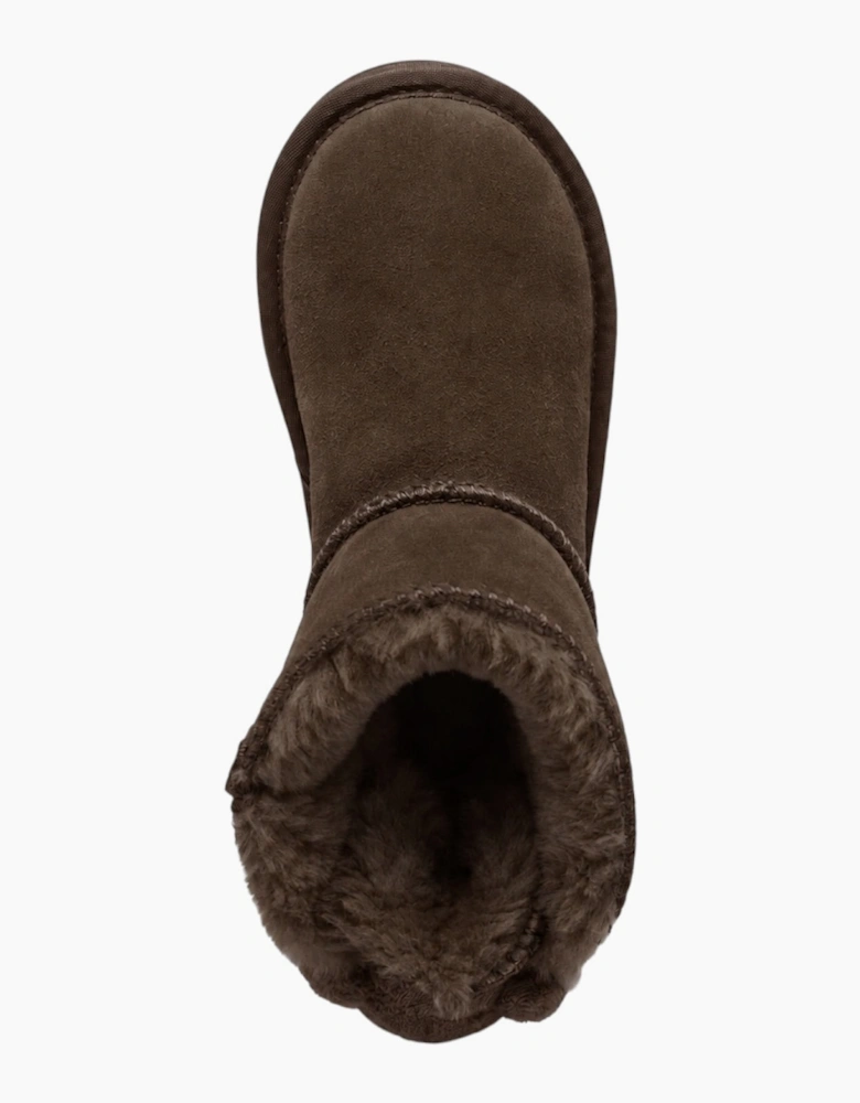 Girls Chocolate Brown Suede Bear Boots