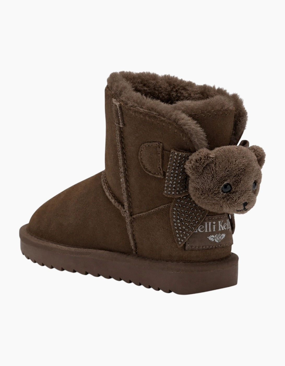 Girls Chocolate Brown Suede Bear Boots