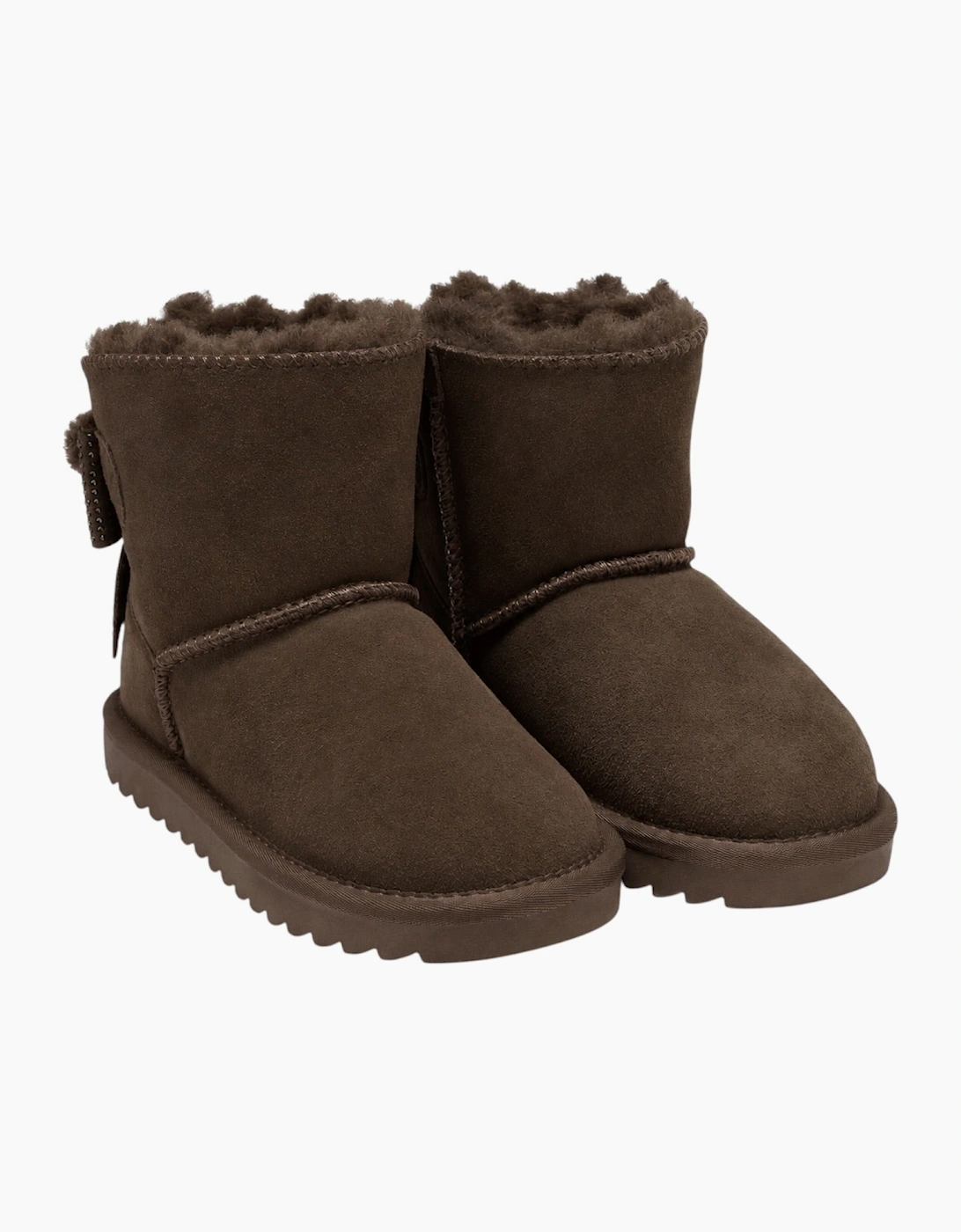 Girls Chocolate Brown Suede Bear Boots