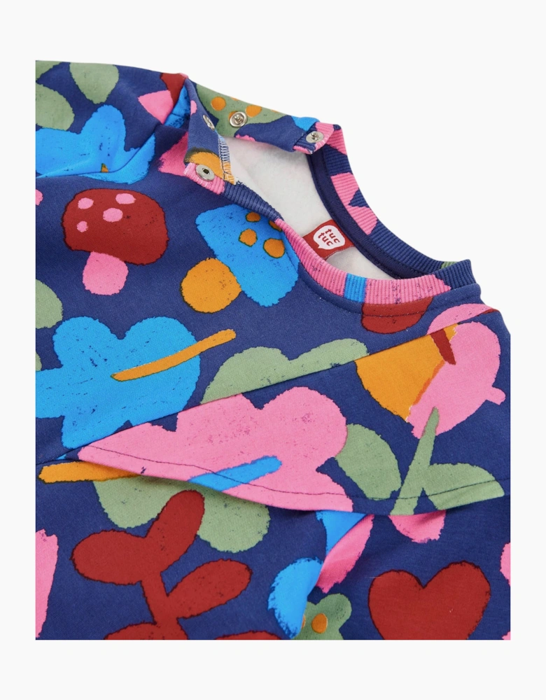 Girls Navy Multicoloured Sweatshirt Dress