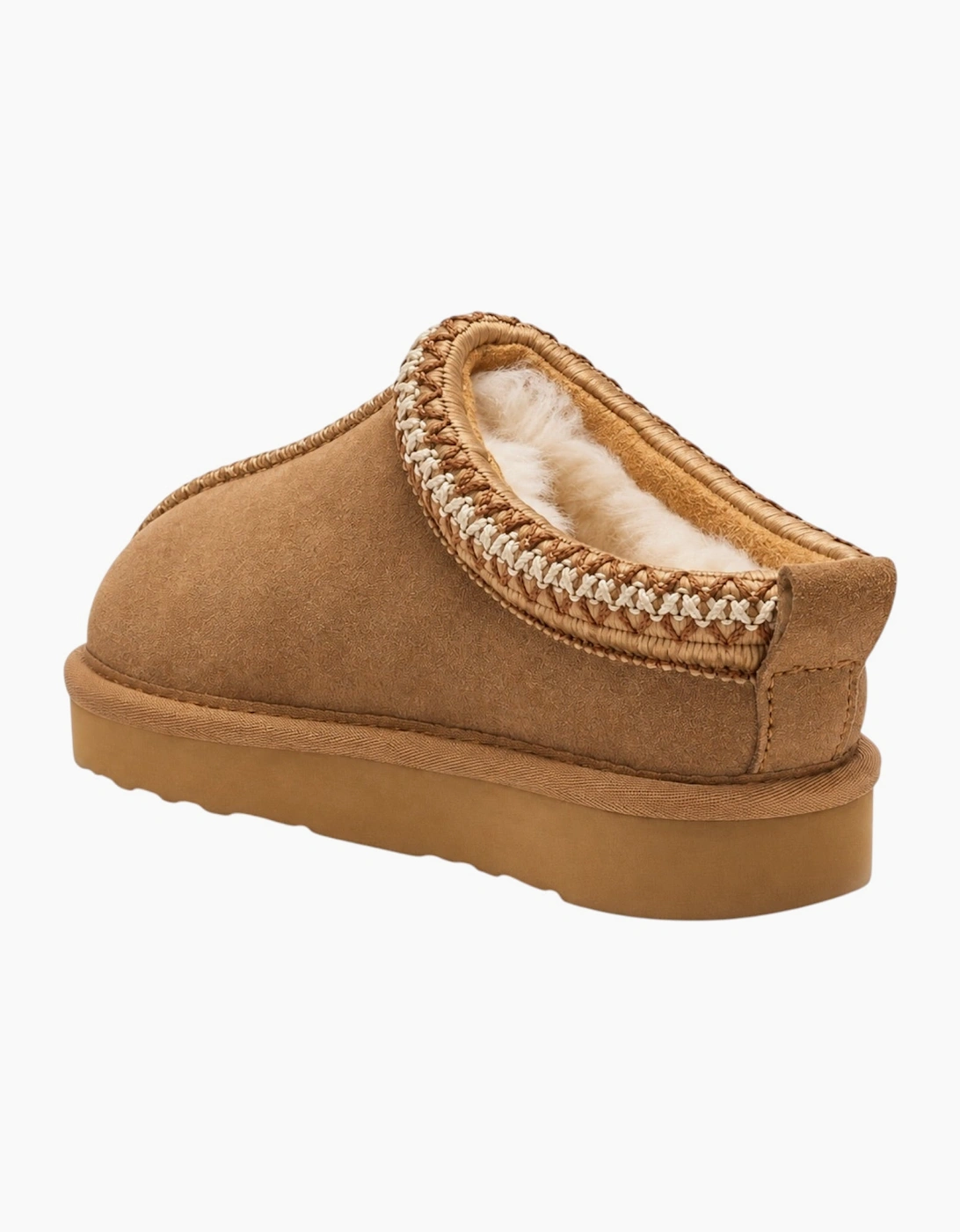 Girls Tan Suede Slippers