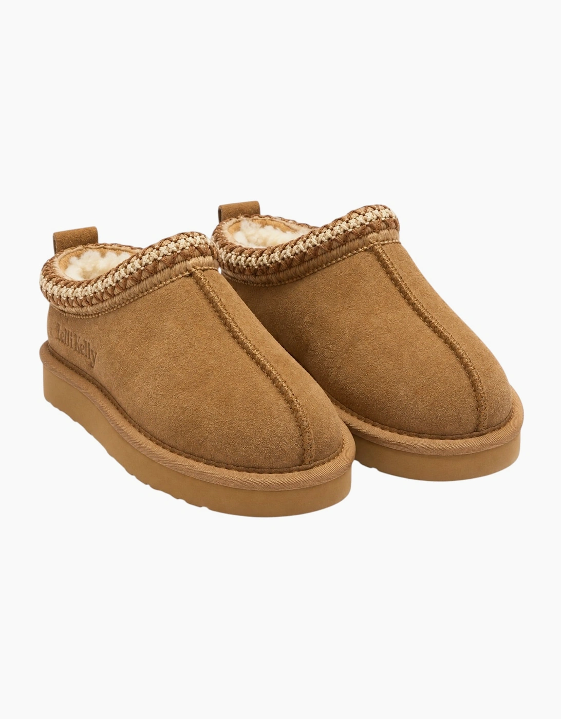 Girls Tan Suede Slippers