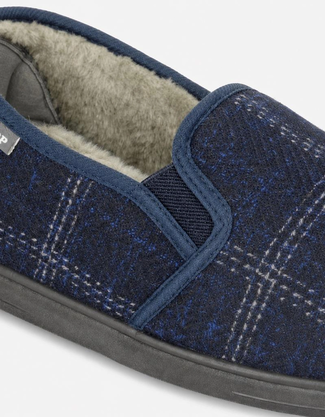 Dunlop OWEN Mens Full Slippers Navy Check