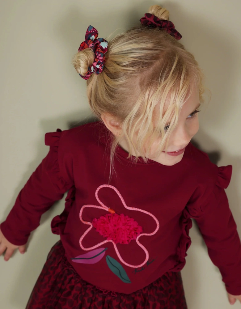 Girls Purple Floral Scrunchie Set