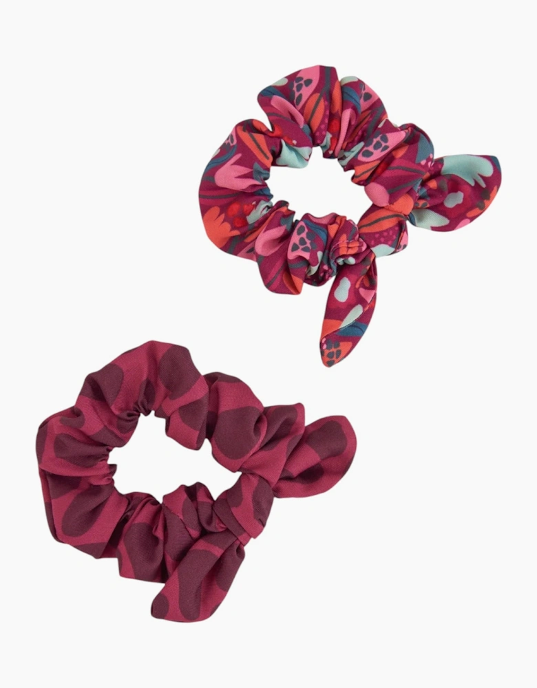 Girls Purple Floral Scrunchie Set