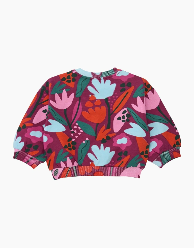 Girls Purple Floral Sweatshirt