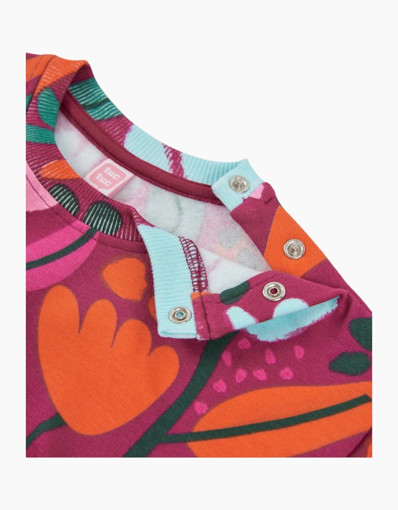 Girls Purple Floral Sweatshirt
