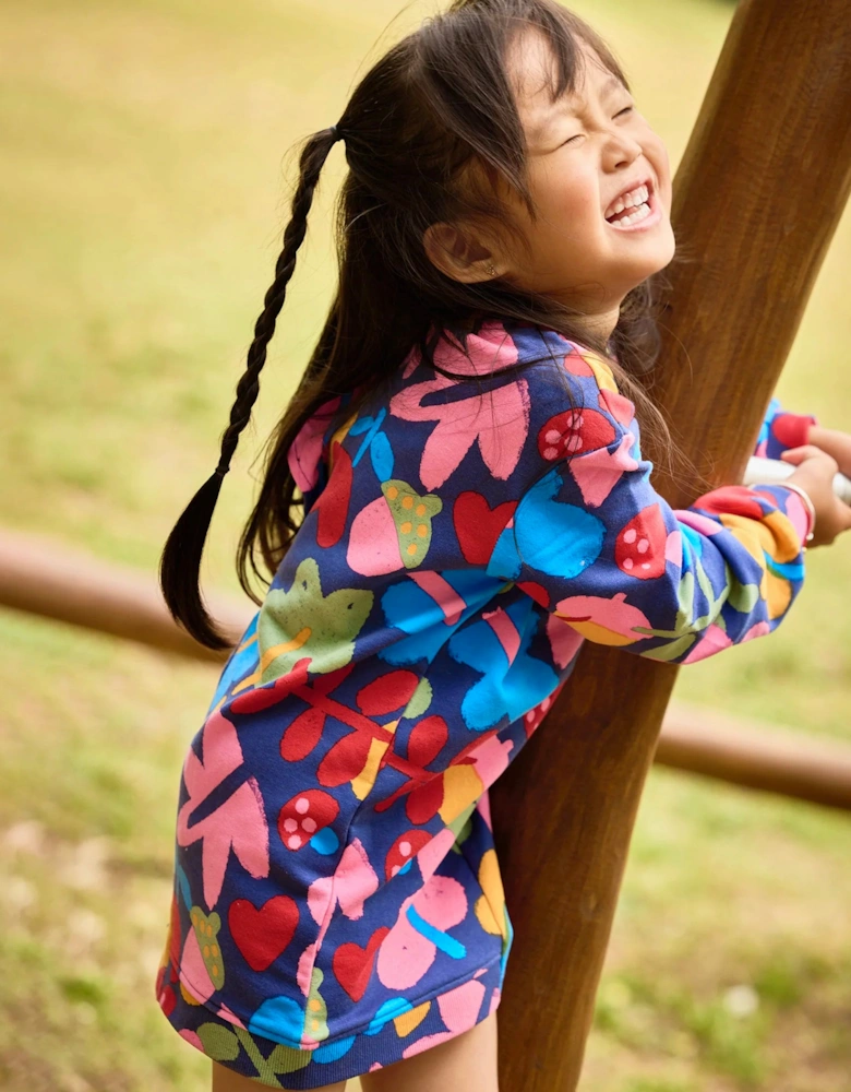 Girls Navy Multicoloured Sweatshirt Dress