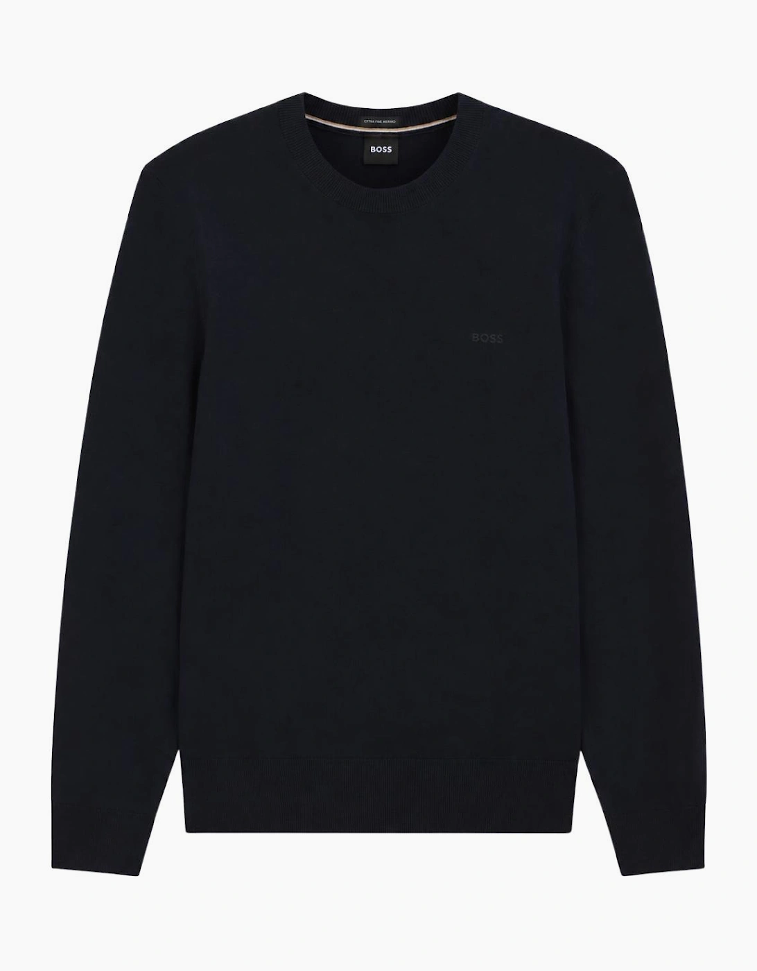 H-Leno Crewneck Navy Knitwear Jumper