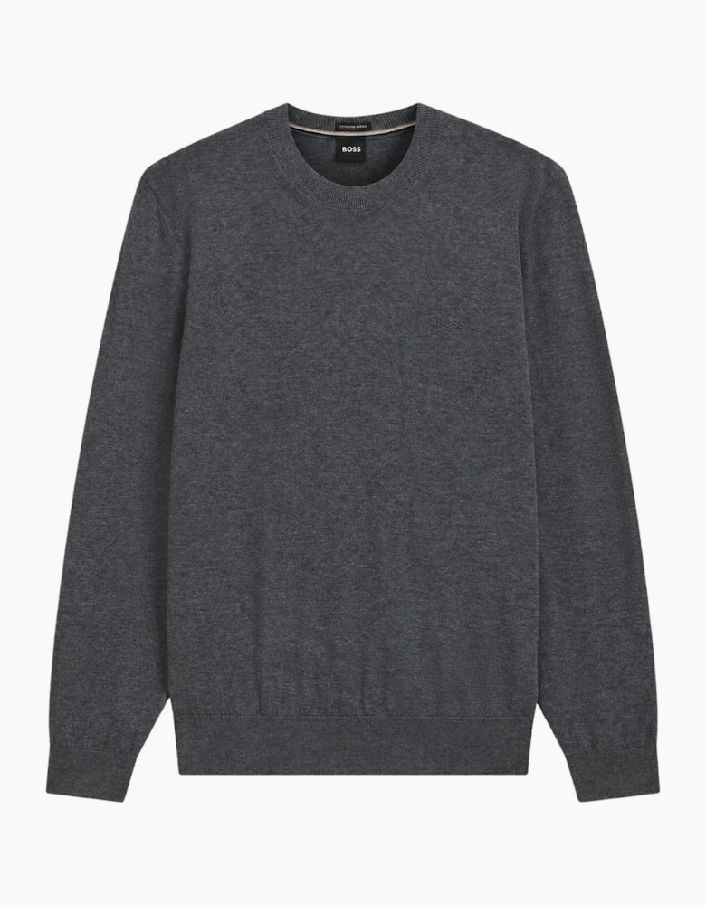 H-Leno Crewneck Grey Knitwear Jumper