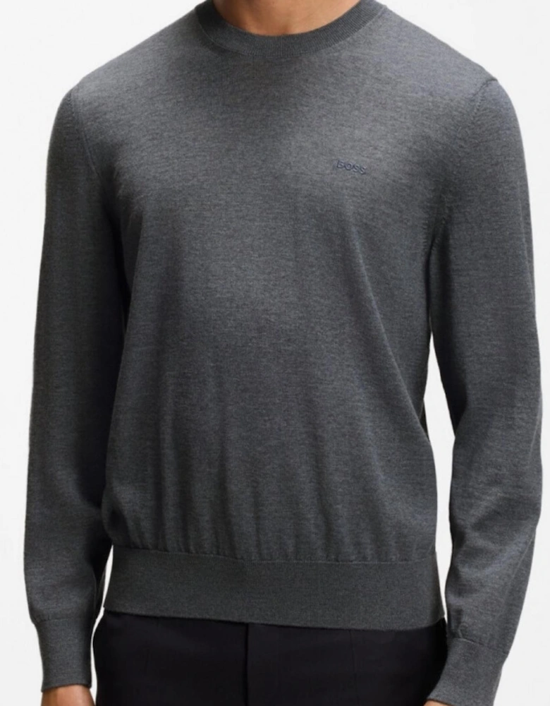 H-Leno Crewneck Grey Knitwear Jumper