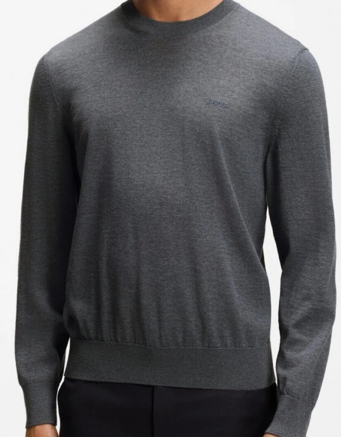H-Leno Crewneck Grey Knitwear Jumper