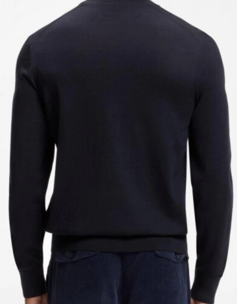 H-Leno Crewneck Navy Knitwear Jumper