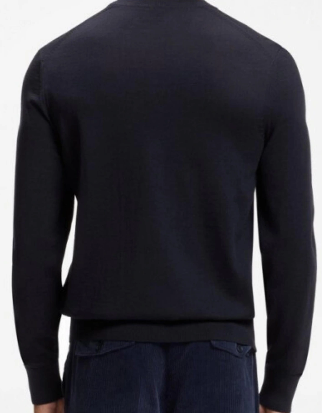 H-Leno Crewneck Navy Knitwear Jumper